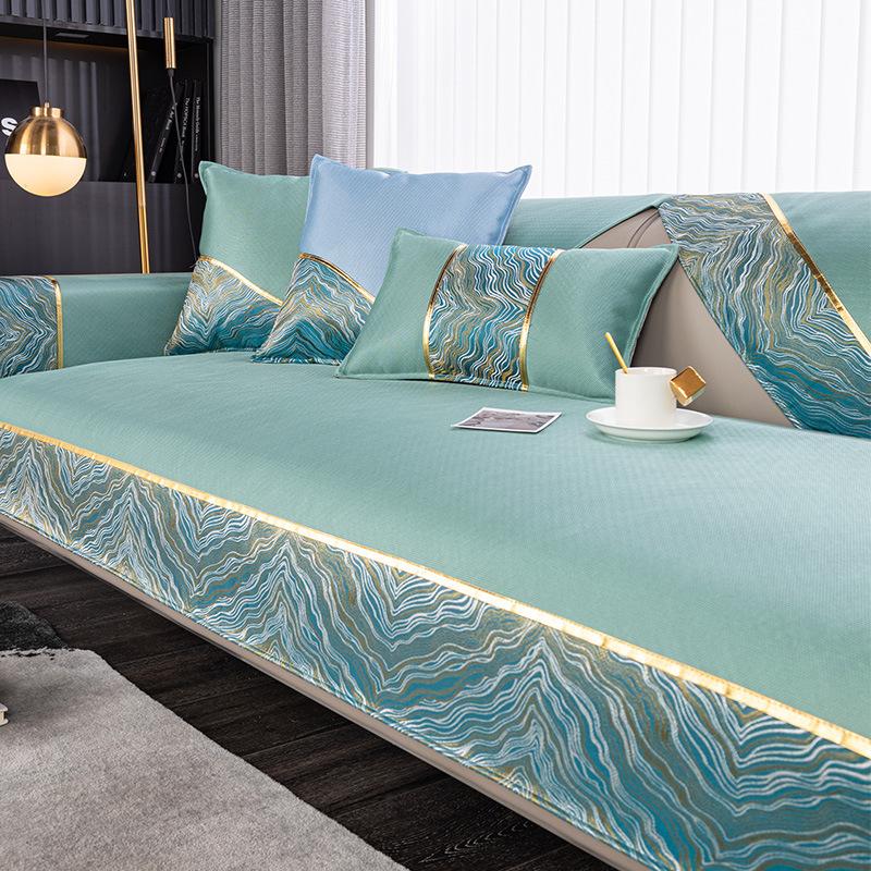 Высококачественный летний летний коврик для дивана, нескользящая подушка, кожаный диван из массива дерева, полностью покрытый тканью