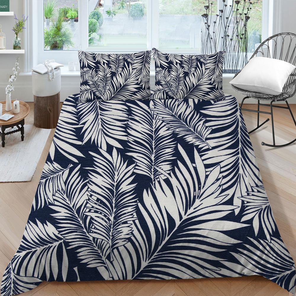 Домашний комплект постельного белья с листьями растений, пододеяльник, наволочка, домашний комплект постельного белья, полный размер, односпальная/двуспальная кровать, украшение дома