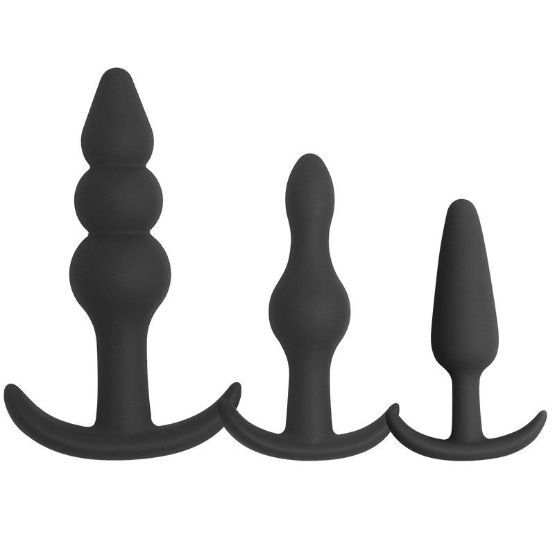 G-Spot Stimulation Anal Plug Wearable SM Silicone Beads Adult Sex Toy Black