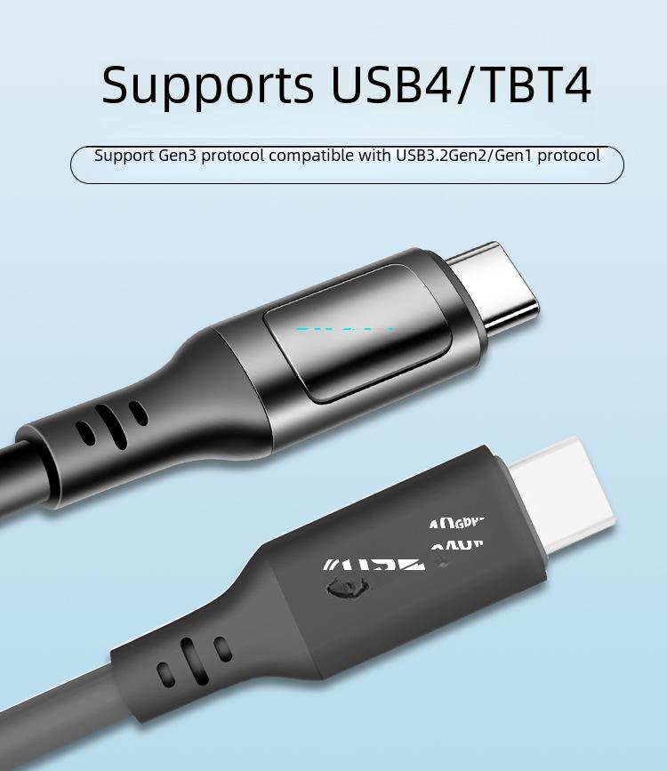 Кабель передачи данных USB4 Type-C с дисплеем, поддерживает питание 240 Вт, совместим с Thunderbolt 4