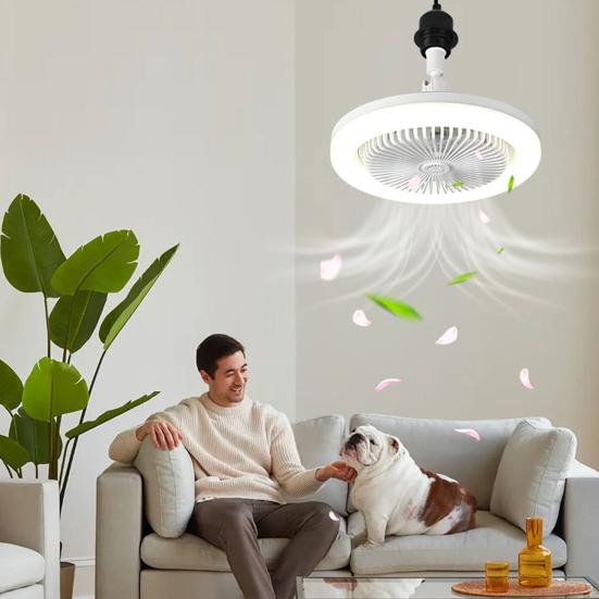 Потолочный вентилятор 2-в-1 со светодиодной подсветкой, пультом дистанционного управления, 3 режима скорости, низкий уровень шума, сверхяркая лампа без мерцания, потолочный вентилятор