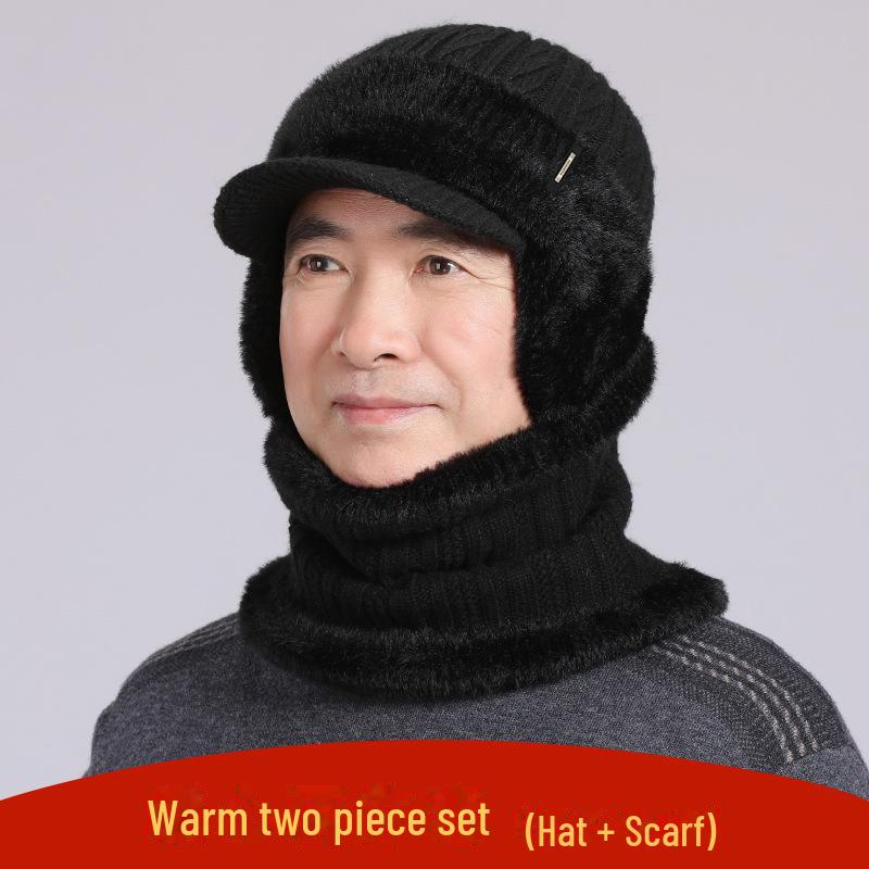 Men's Winter Wool Hat with Ear Protection - Warm, Thick, and Ideal for Middle-Aged and Elderly Dads and Grandpas.