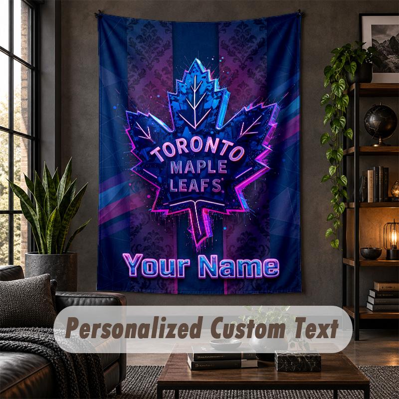 Personalized Wall Tapestry,Toronto Maple Leafs Custom Text, Soft Fabric Wall Art For Indoor Decoration