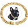 Yousheng Pet Dog Cuban Chain Collar Wide Sparkling Rhinestones Dog Necklace Small Medium Large Dogs Jewelry Accessories
