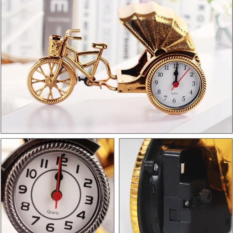 Retro Rickshaw Car Alarm Clock Plastic Desktop Decoration Home Decoration Model Bedside Clock Mechan