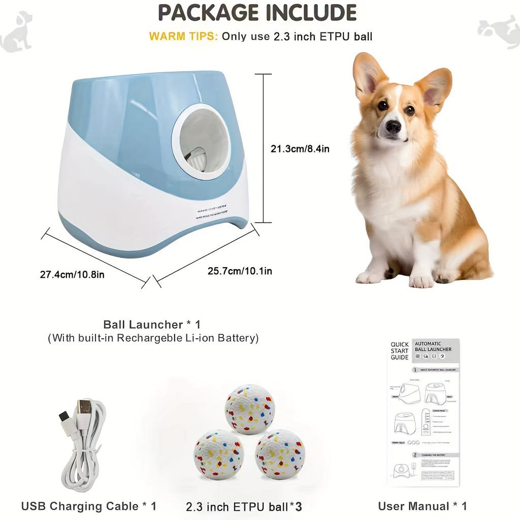 Automatic Pet Dog Ball Launcher Indoor Outdoor Interactive Dog Toy For Fetch Play Time with 3 Distance