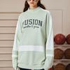 Fila Fusion Свитшот с высоким воротником в стиле Color Block Американский свитшот Женский свитшот Чайный зеленый T11W345203F-LG