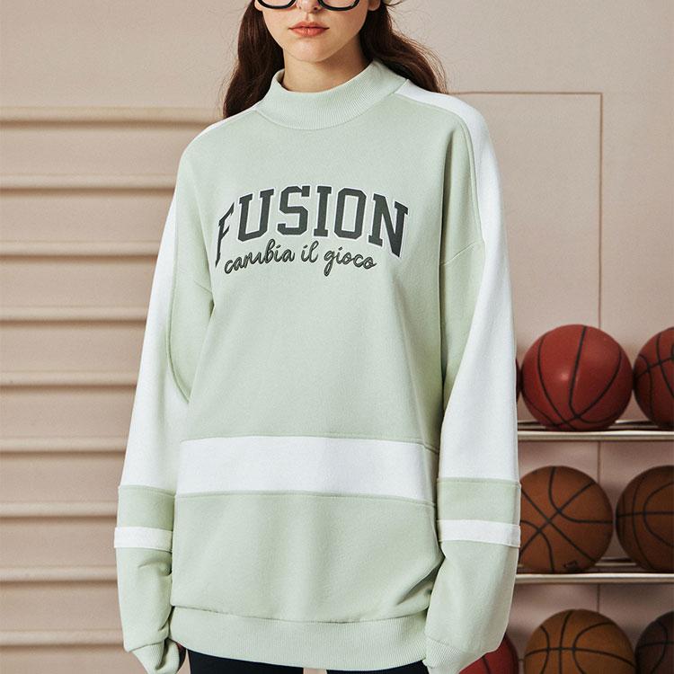 Fila Fusion Свитшот с высоким воротником в стиле Color Block Американский свитшот Женский свитшот Чайный зеленый T11W345203F-LG