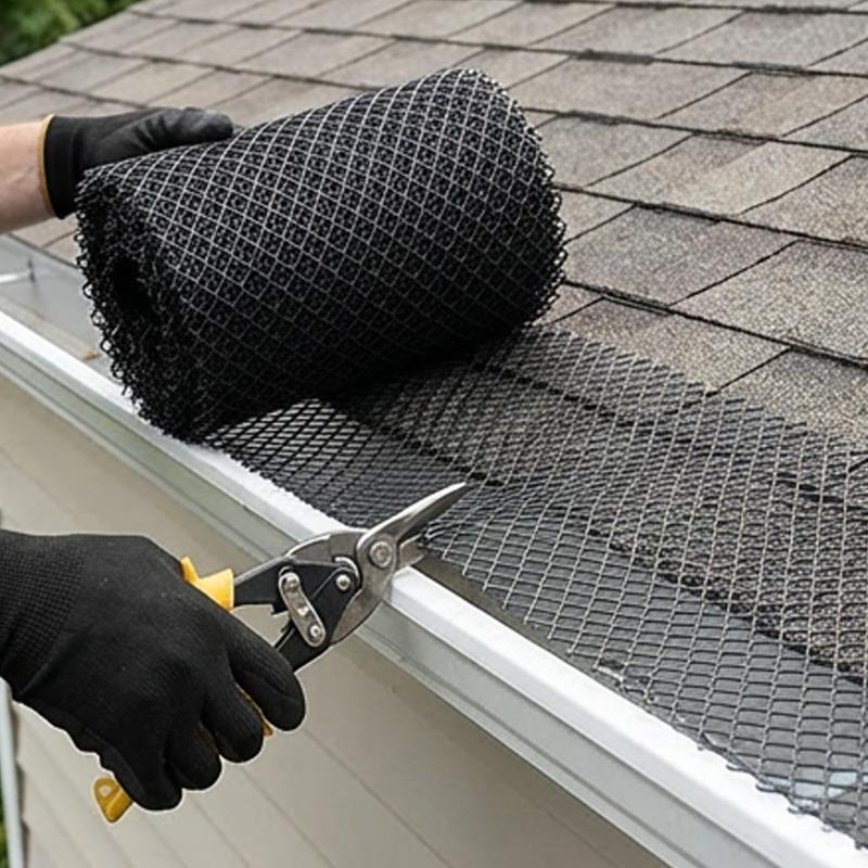 Outdoor Anti-Falling Net Straight Hooks Plastic Leaves Twigs Branches Drain Protector Adjustable Garden Gutter Guard Mesh Cover