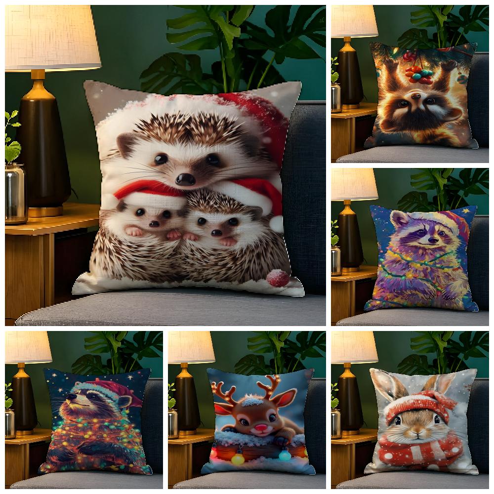 Abstract animal celebratory decor Pillow Case Natural Linen Pillow Case DoubleSided Decor Sofa Pillowcase Home Decor
