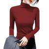 Women's Autumn/Winter Slim Fit T-Shirt: Warm Pure Color Half-Turtleneck Long Sleeve Base Layer