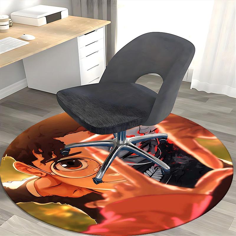 1pc Anime Demon Slayer Design Round Carpet - Office Chair Mat, Non-Slip Rug for Home Decor, Living Room, Bedroom, Game Room, Festival Gift, Universal