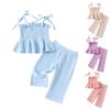 Summer Baby Girls Top Straight Pants Fashion Cute Solid Color Suit