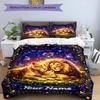 3PC Custom Name Lion Family Starry Night Bedding,soft and breathable,2D Flat Print,room decor.,Poster Three-piece set,Soccer Three-piece set,Art,Poste