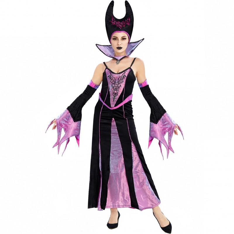 Maleficent Witch Costume Evil Queen Dress Halloween Cosplay Outfit Women