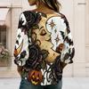 Womens Plus Size Square Neck Long Sleeve Front Button Soft Loose Comfortable Elegant Ladies Shirt