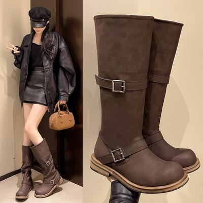 Мода 2025Новые осенне-зимние женские длинные сапоги Сетчатая вставка Боковая молния Модные сапоги до колена Женские современные сапоги