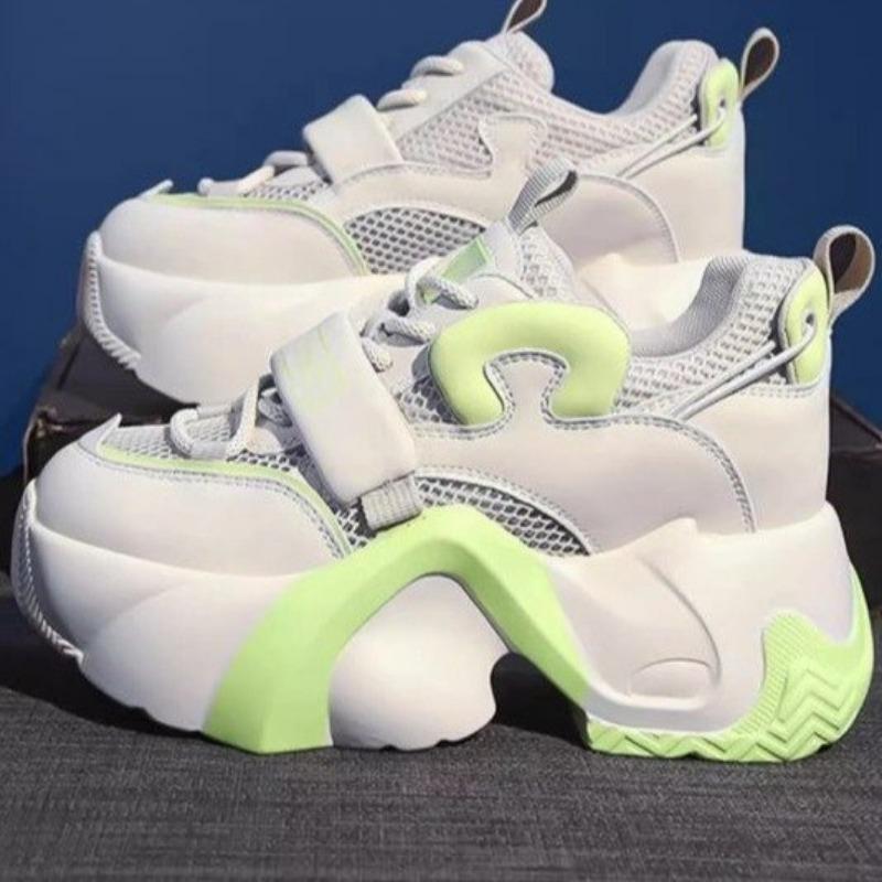 European and American Dad Shoes Women's 2024 New Mesh Breathable Thick Sole Versatile Elevated Vulcanized Women's Shoes Platform