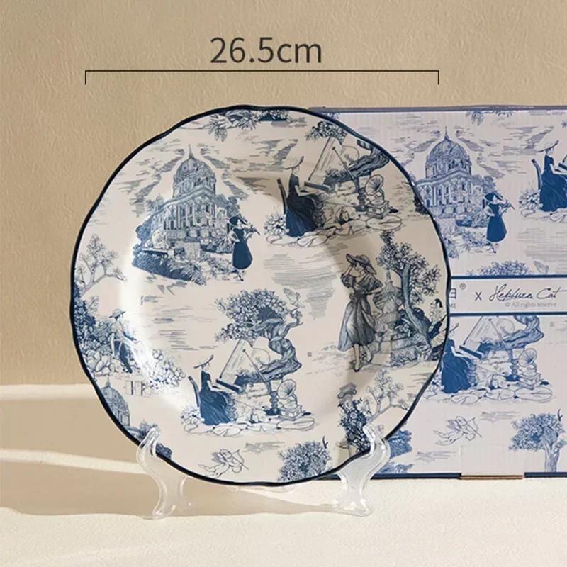 Расписанная вручную цветочная керамическая тарелка, легкая, роскошная, ресторанная, стейк, итальянская паста, изысканные, вкусные блюда, обеденные тарелки