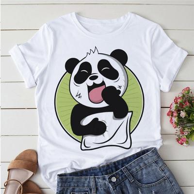 Летние футболки с героями мультфильмов, женская футболка Kawaii Panda Yoga с принтом, милая женская футболка с короткими рукавами, женская повседневная футболка