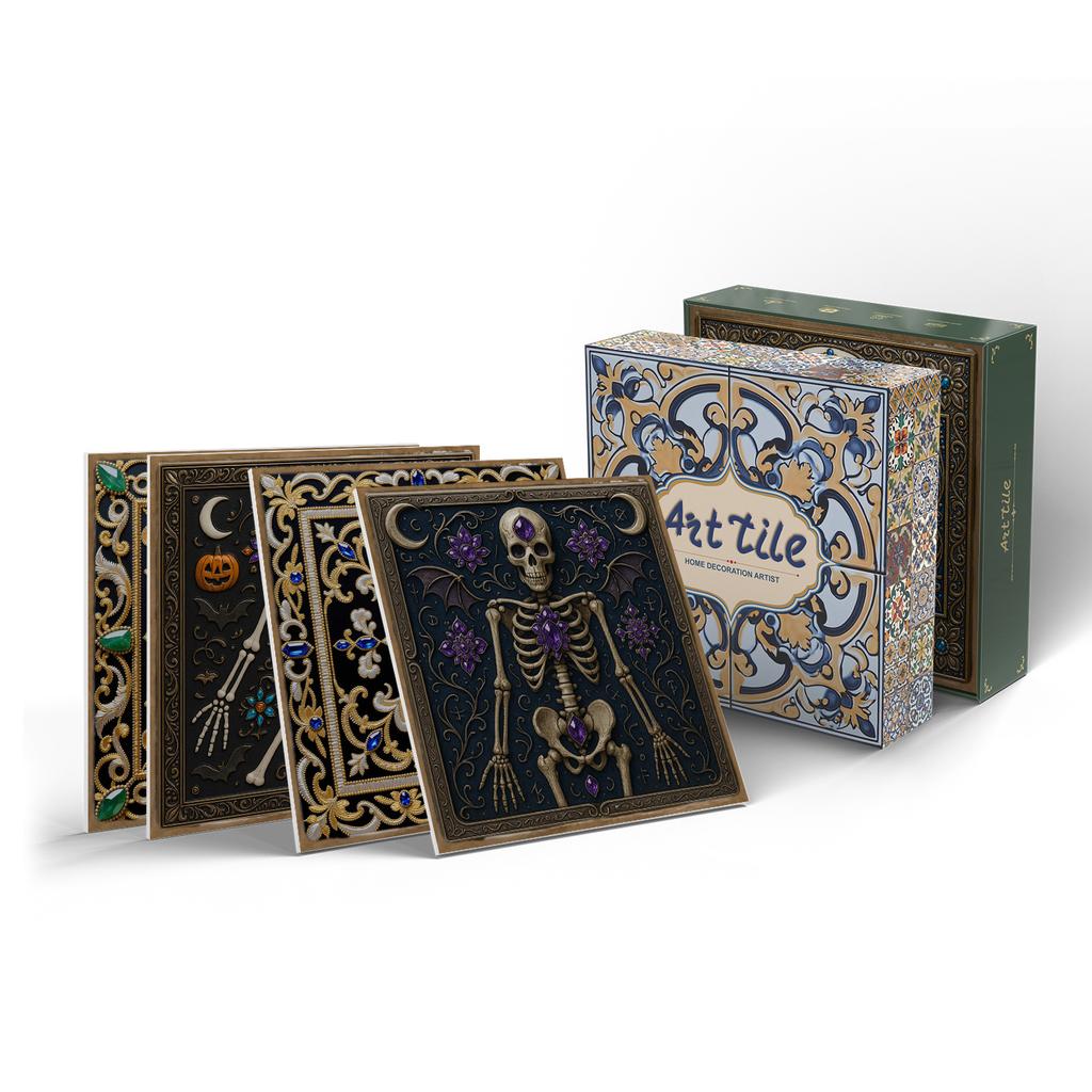 12/24 Pieces Thickened Pe Foam Tile Sticker Retro Tile Wall Sticker Self-Adhesive Waterproof Wall Sticker 15Cm