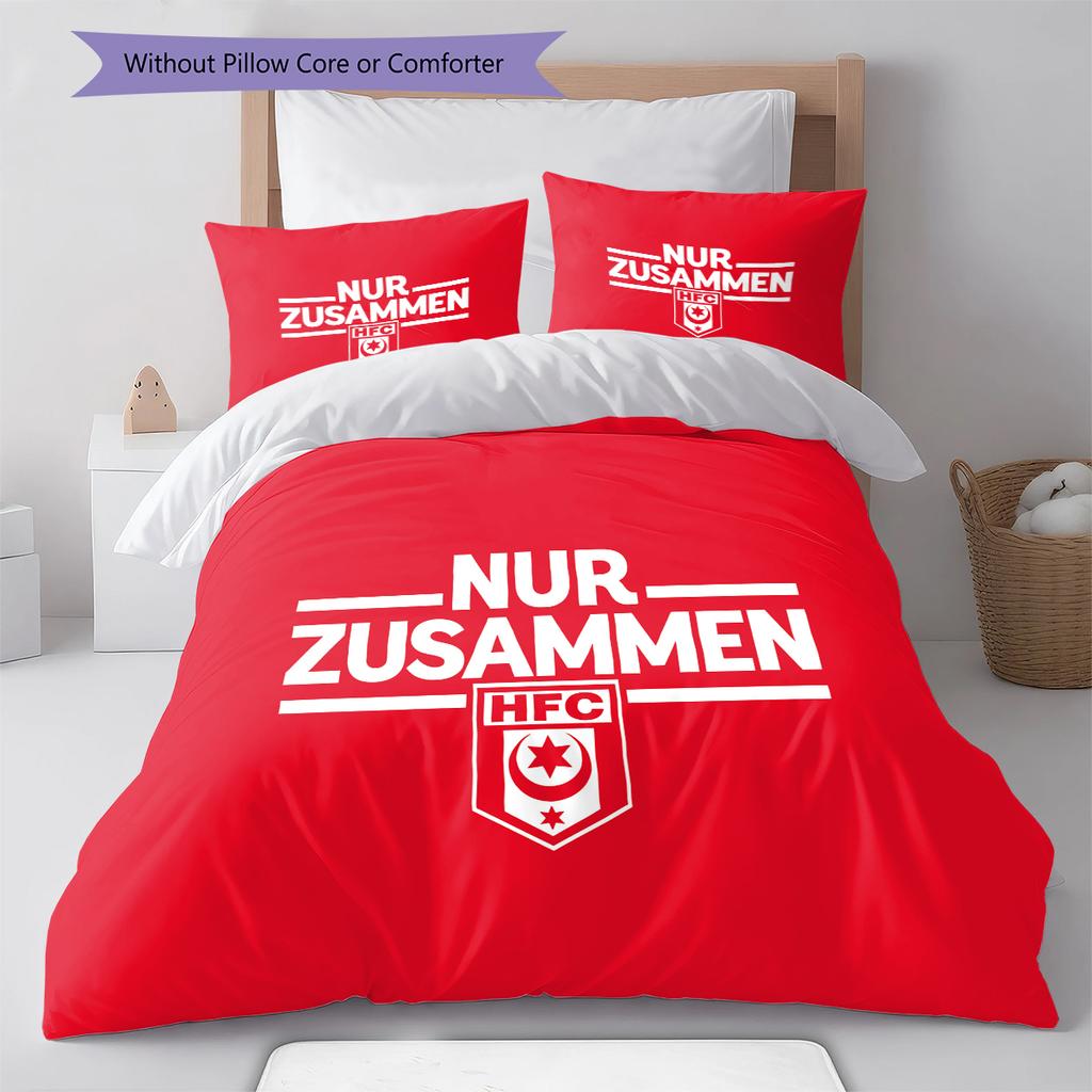 Постельное белье с узором Hallescher FC, Комплект с одеялом, Пододеяльник, Наволочка, Домашний подарок на день рождения (1 пододеяльник + 2 наволочки, без наполнителя)