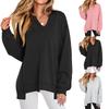 Women's Loose And Comfortable Solid Color V-neck Loose Sportswear Sweatshirt