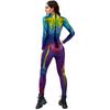 Scary Skeleton Printed Bodysuit Halloween Party Cosplay Costume for Adult Jumpsuit Zentai Catsuit Carnival Clothing