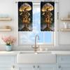 2pcs Mushroom House Pattern Printed Curtain for Home Decor - Rod Pocket Window Treatment for Bedroom, Office, Kitchen