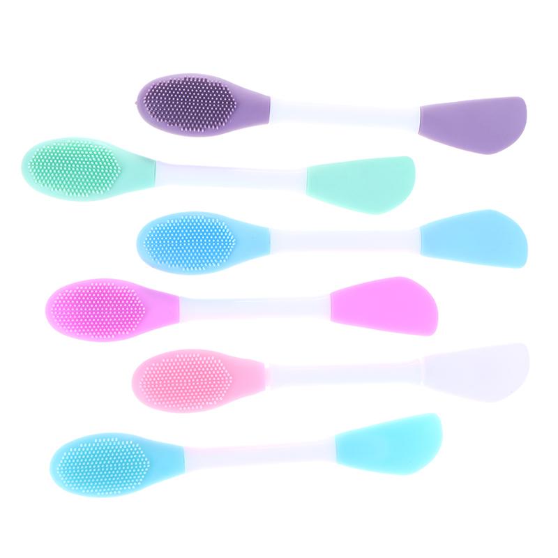 Силиконовая двухсторонняя кисть для маски для лица Отшелушивание лица Удаление черных точек Очищающая кисть Лопатка для нанесения грязевой пленки Инструмент для ухода за кожей лица