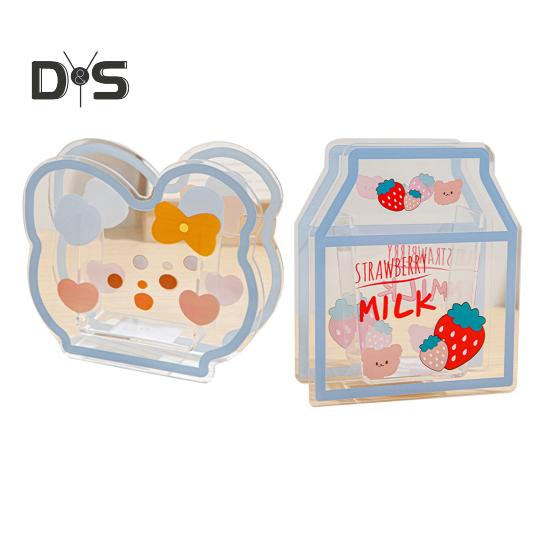 Прозрачный акриловый держатель для ручек в форме мультяшного молока/медведя, настольный ящик для хранения кистей для макияжа, органайзер для домашнего офиса, школьных принадлежностей