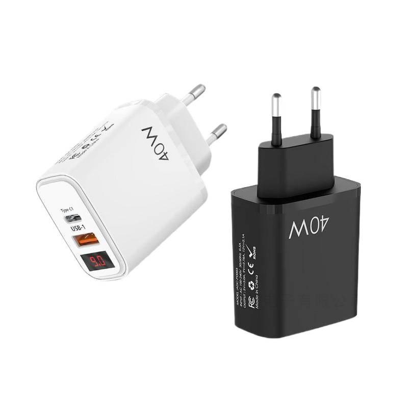 Зарядное устройство 20 Вт с цифровым дисплеем PD+USB | Быстрая зарядка QC 3.0 | Штекер EU/US/UK