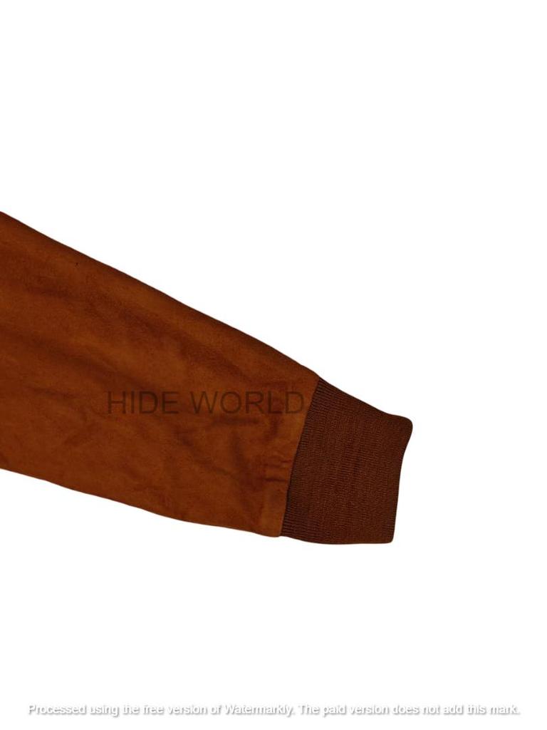 Motorcycle Genuine Lambskin Brown Handmade Men Leather Jacket Designer Suede