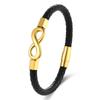 Braided Leather Bracelet Stainless Steel Infinity Symbol Charm Wristband Hip Hop Fashion Jewelry Gift for Men
