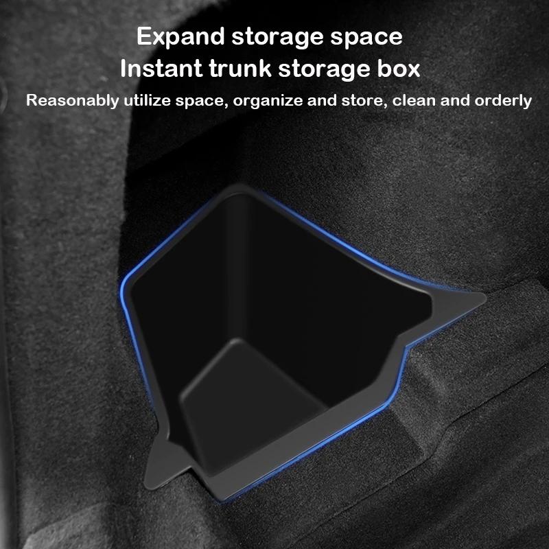 For Tesla Model Y Juniper 2025 Rear Trunk Side Storage Box Cargo Organizer TPE Bin Box Flocking Mat Partition Board Accessories