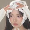 Французский нежный цветочный кружевной треугольный платок для волос, ретро-пасторальный полый головной убор, белый тканый платок для волос, летняя защита от солнца
