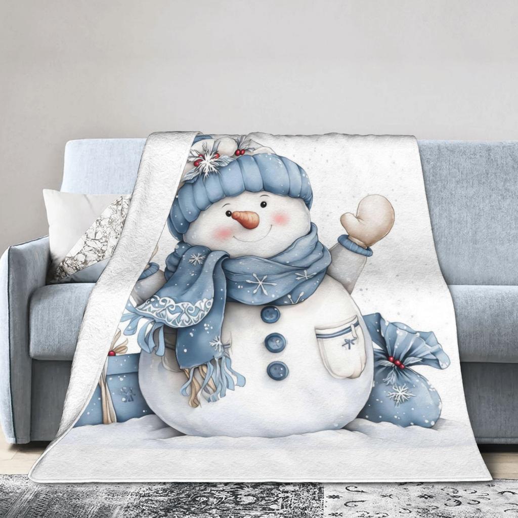 Christmas Snowman Plush Blanket Children Flannel Throw Blanket For Home Decor Warm Custom Quality Bedspread Gift