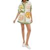 2026 spring new women's clothing cross-border foreign trade Europe, America, fashion and retro contrasting color printing drawstring button set 661