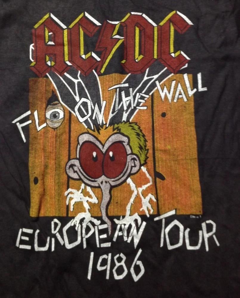 Винтажный стиль AC/DC Репринт Fly on the Wall Концерт 1985 S-4XL Унисекс Футболка
