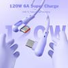 Зарядный кабель USB-Type-C 120 Вт 6 А, суперзарядный кабель для передачи данных, изогнутая головка 90 ° для быстрой передачи данных для игр Xiaomi Huawei