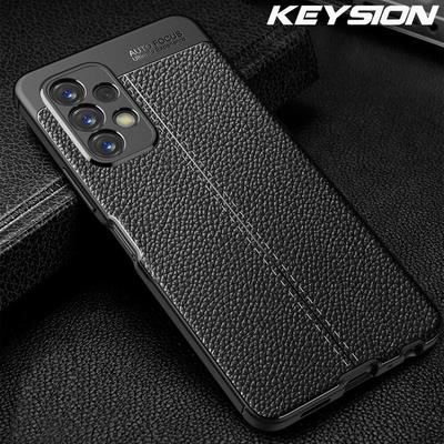 KEYSION Противоударный чехол для Samsung A23 A13 5G с кожаной текстурой, мягкая силиконовая задняя крышка для телефона Galaxy S21 FE 5G