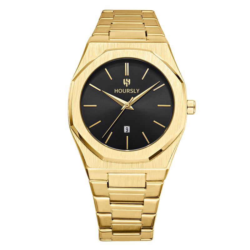 Роскошные персонализированные мужские часы, ремешок из нержавеющей стали, водонепроницаемые, с круглым календарем, кварцевые, простой циферблат, деловая мода