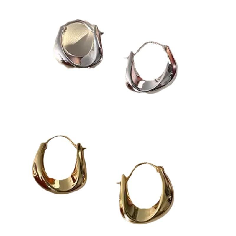 Нишевые серьги с чувством зрелости Женские серьги золотого цвета с холодным ветром Простые серьги в виде круга с прожилками Серьги-кольца Элегантные Простые Легкие Минималистичные серьги-кольца