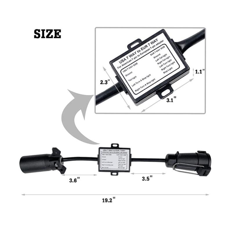Trailer Light Connector to EU 7-Way Socket Plug Adapter Vehicle Linker Trailer Connector Towbar Towing Plug Adapter