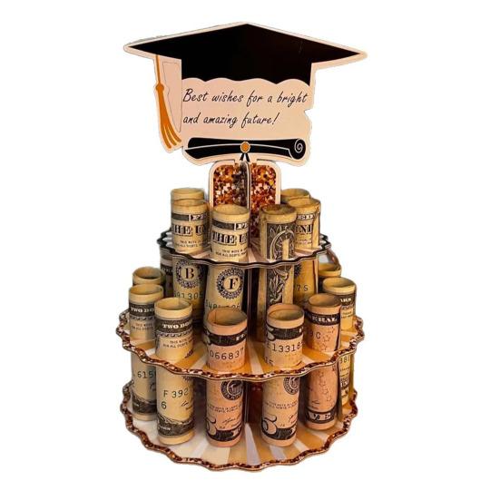 Выпускной держатель денег башня двухслойная стойка для хранения денег класс 2025 выпускников денежный подарок выпускной вечер украшение рабочего стола
