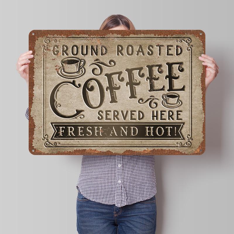 Vintage Coffee Sign Tinplate Poster Customized Wall Art Vintage Metal Signs Retro Tin Plaque for Room Ornaments Bar Accessories