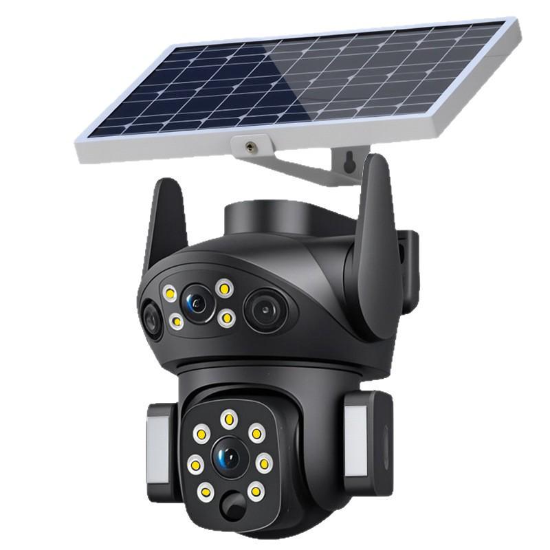 V380 Solar Dual-Lens Wireless Outdoor Surveillance Camera with Low Power Consumption and Mobile Remote Monitoring