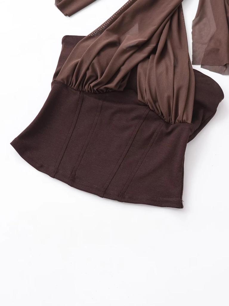 Новое поступление Весна 2026: Сексуальный сетчатый кроп-топ с вырезом на шее для женщин