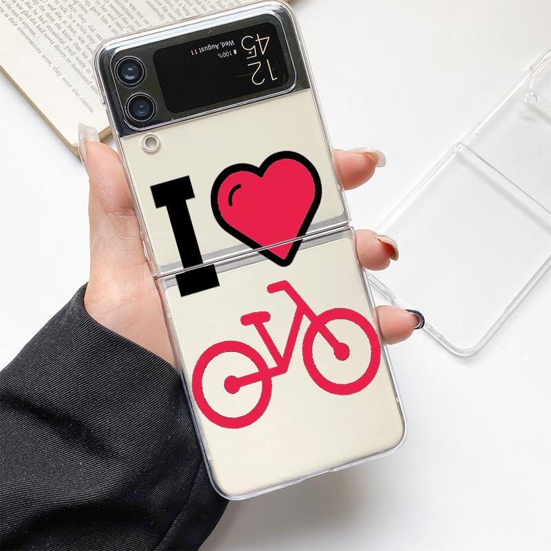 Phone Case For Samsung Galaxy Z Flip 3 4 5 Hard Folding Clear PC Bumper Mountain Bike Cycling art For Samsung Z Flip 6 Cover
