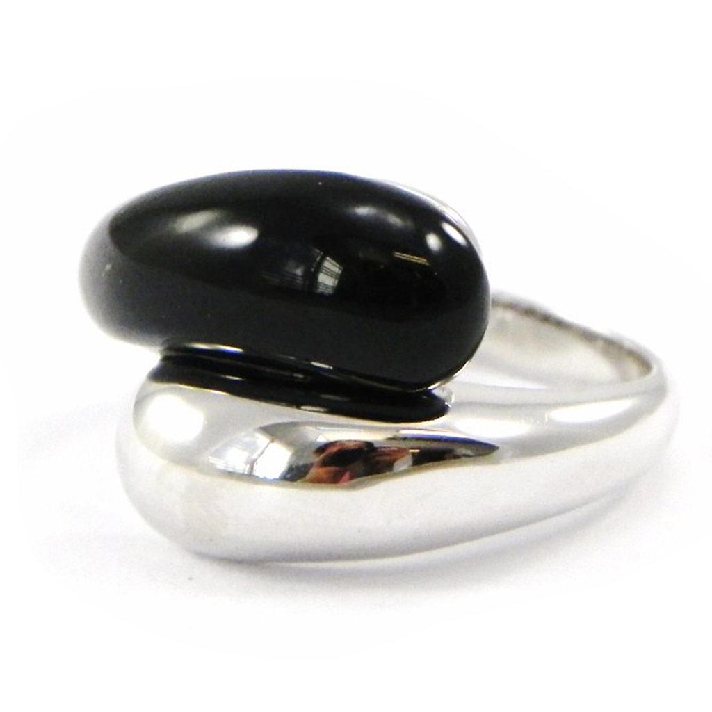 Серебряное кольцо 'Chorégraphie' серебристо-черная керамика